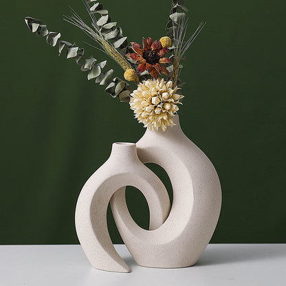 2Pcs Nordic Ceramic Vase Snuggle Set in White Matte - Zayd’s Department Store