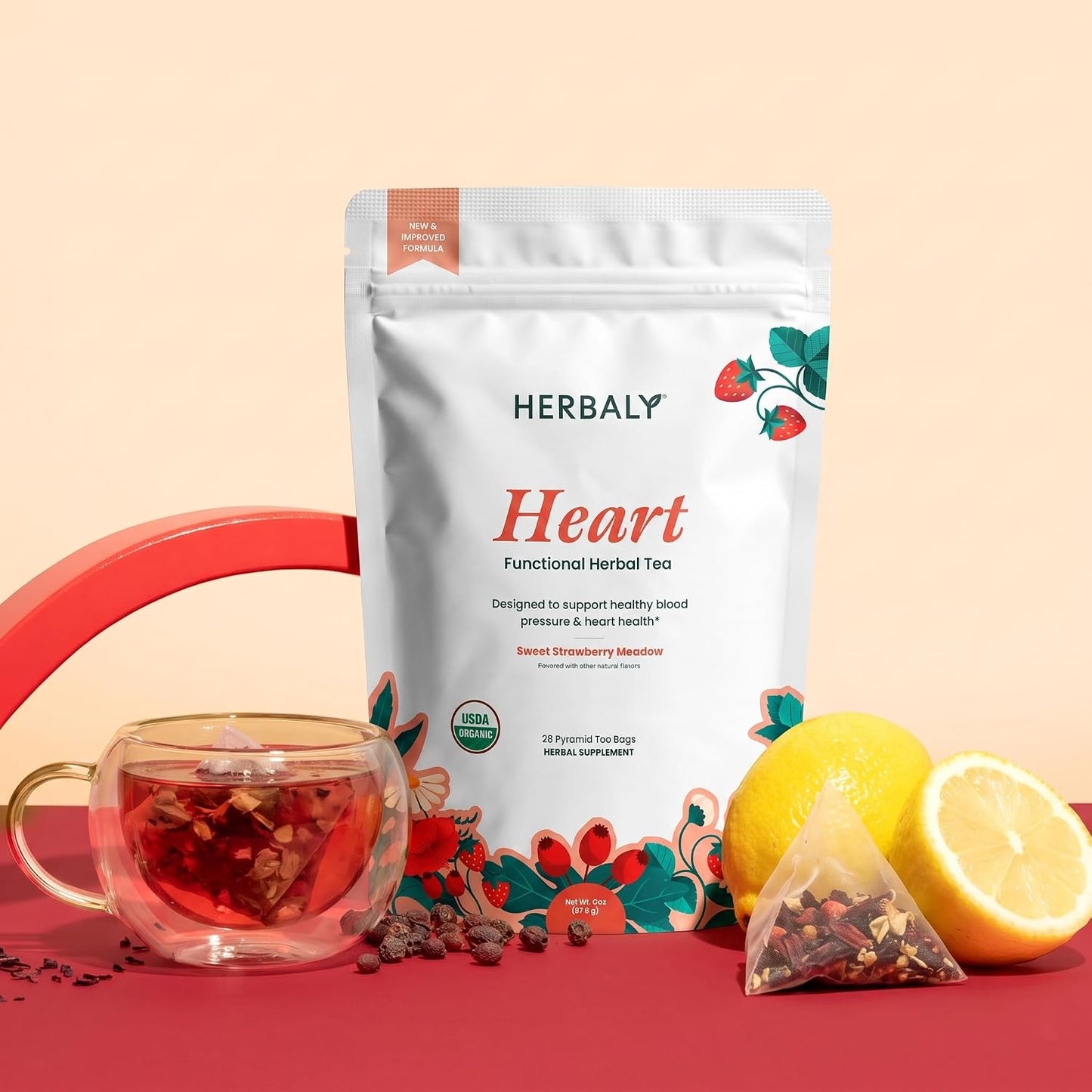 Herbaly Heart Organic Herbal Tea - Heart Health & Circulation, 28 Ct