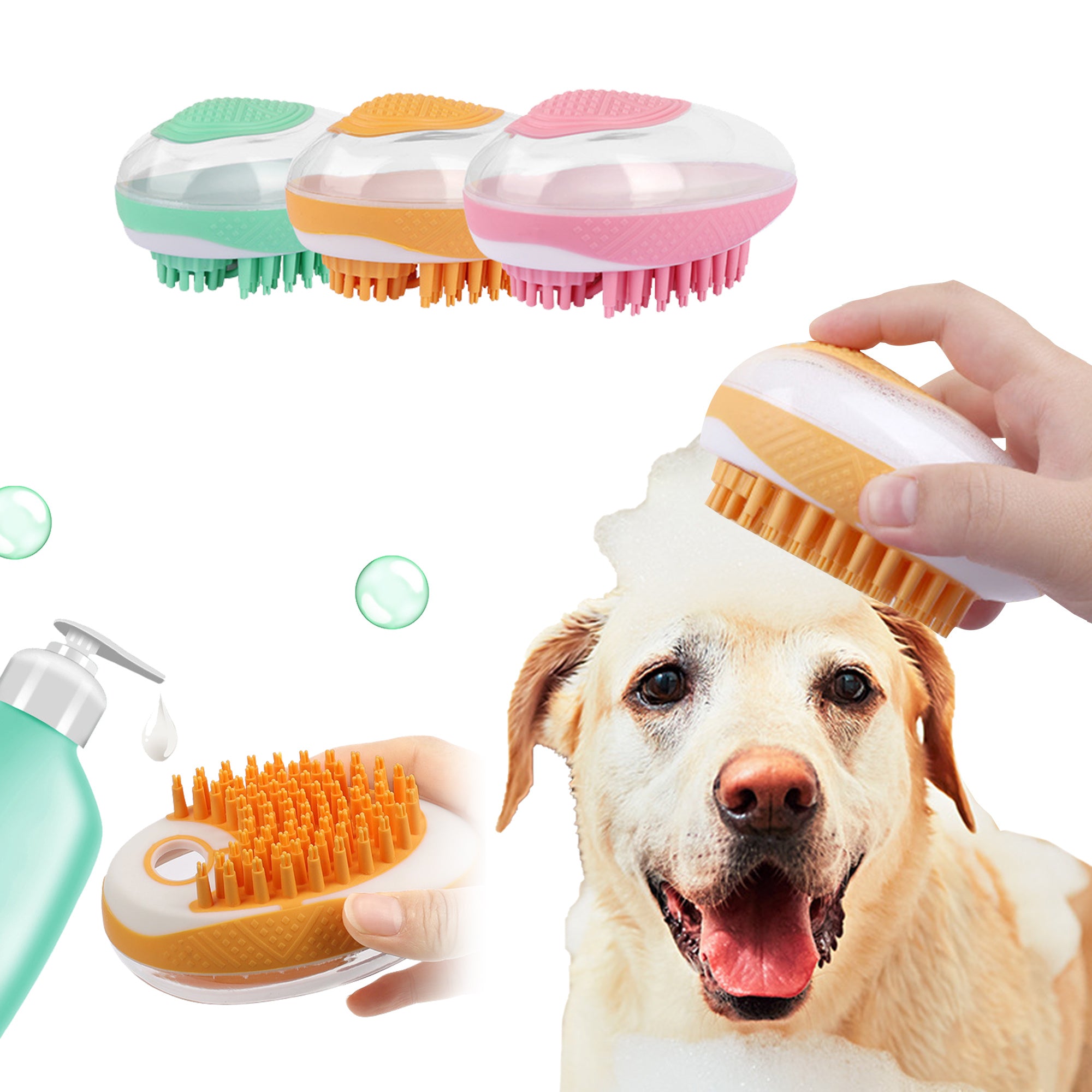 Brosse de bain pour chien et chat 2 en 1, peigne de massage pour animaux de compagnie, douche en silicone souple, toilettage des cheveux, outil de nettoyage pour chien, produits pour animaux de compagnie