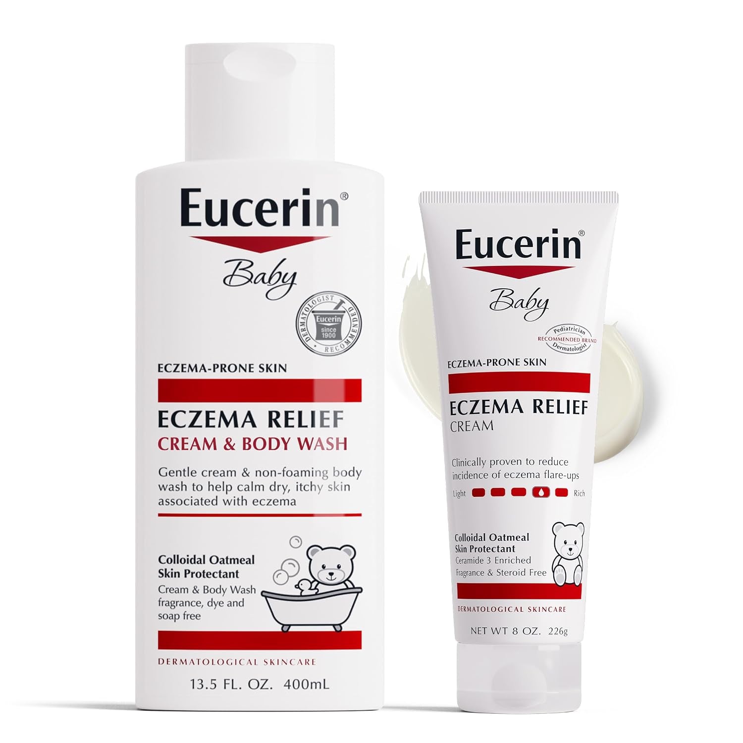 Baby Eczema Relief Skin Care Set, Variety Pack, 2 Items | Eczema Relief Cream and Body Wash (13.5 FL OZ), Eczema Relief Cream (8 OZ), Eczema Skin Care with Colloidal Oatmeal