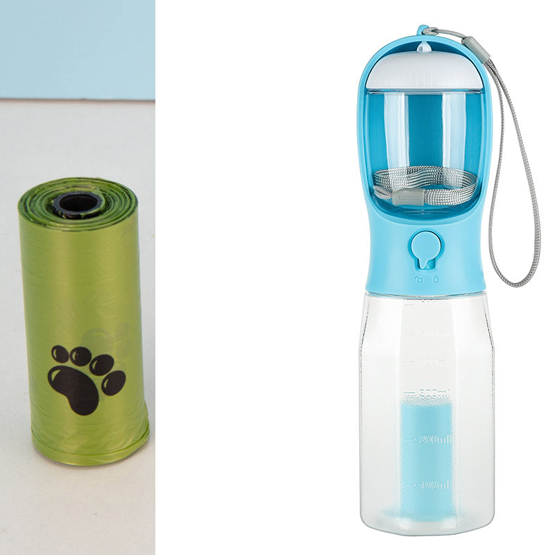 Bouteille d'eau portable pour chat et chien, distributeur de nourriture, abreuvoir, distributeur de crottes, 3 en 1, anti-fuite, multifonction, bouteille d'eau pour chien, produits pour animaux de compagnie