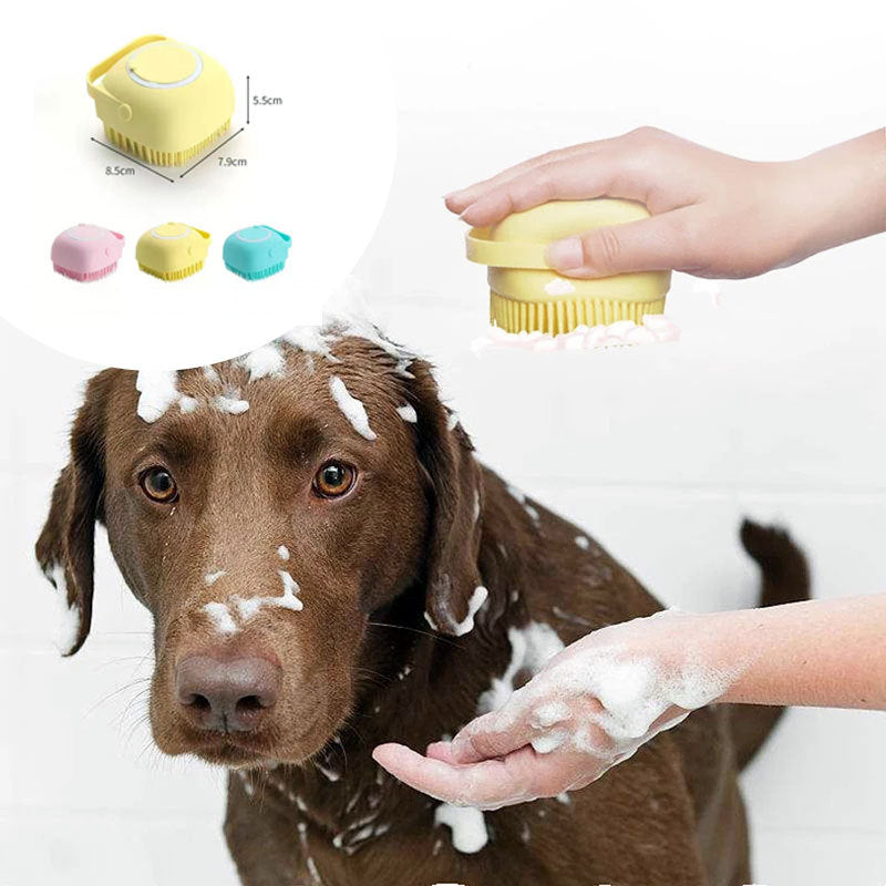 Gants de massage de bain en silicone pour chien, brosse de nettoyage de salle de bain pour chat, peigne, brosse pour chien, peut verser du shampoing, fournitures de toilettage pour chien