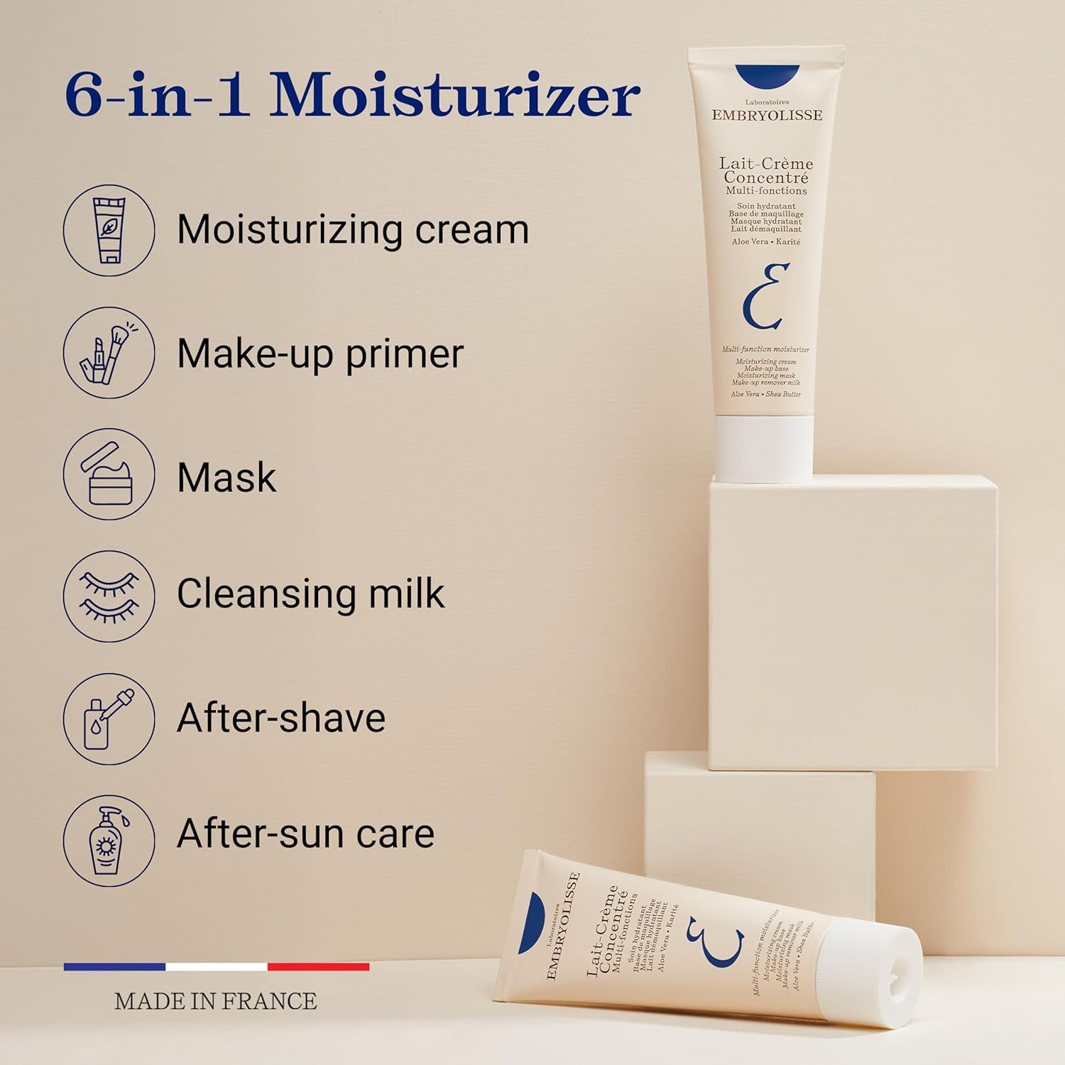 Embryolisse Lait-Crème Concentré Face Moisturizer and Makeup Primer, French Face Cream with Shea Butter & Aloe Vera