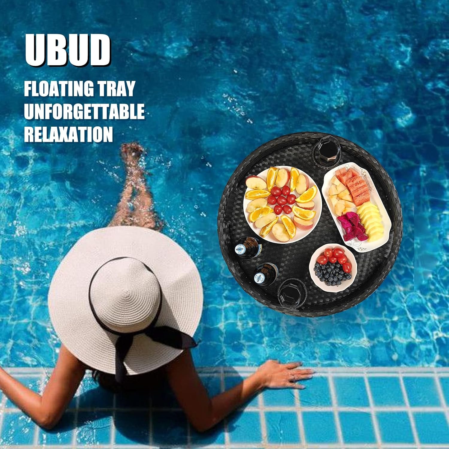 Floating Tray for Pool，Floating Pool Tray, Floating Tray - Floating Pool Table, Ideal for Food & Drinks - Floating Table for Pool - Essential Floating Food Tray for Pool Activities(Round)