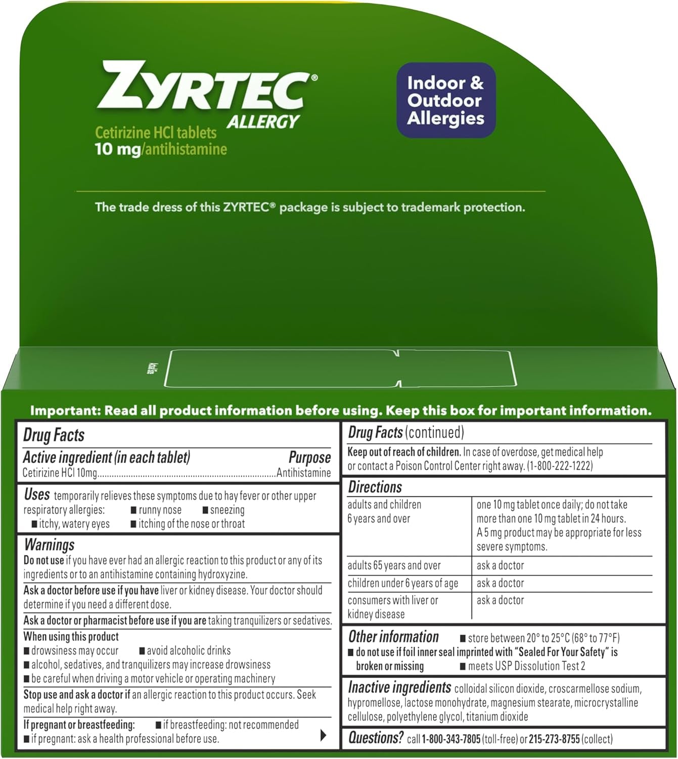 Zyrtec 24-Hour Allergy Relief Tablets, 10 Mg Cetirizine Hcl, 75 Ct