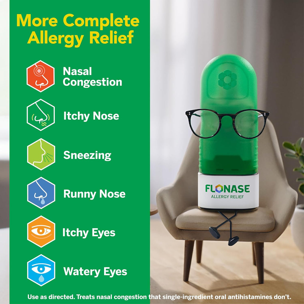 Nasal Spray for Allergy Relief, Tissues Included, 144 Sprays