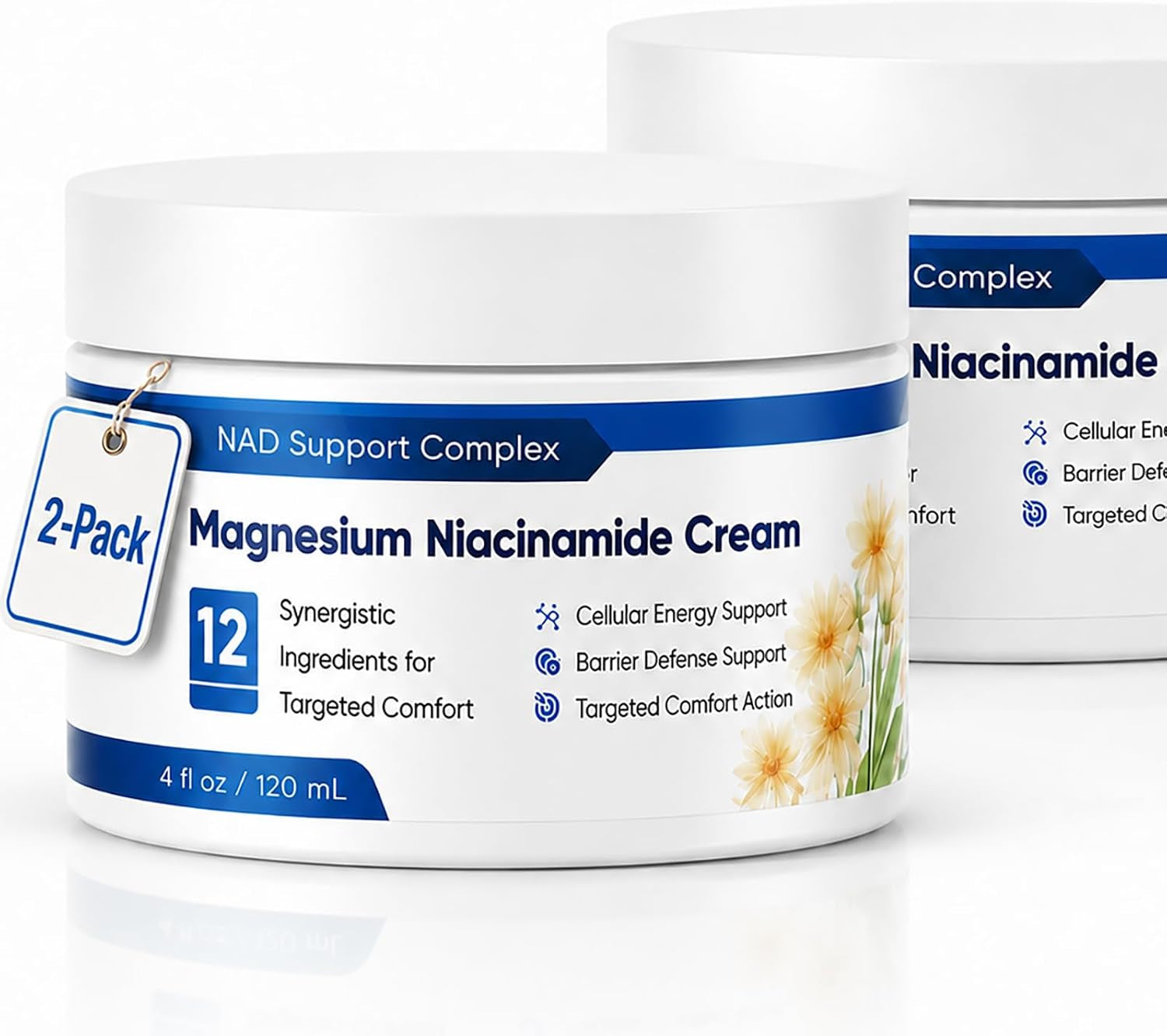 2-Pack Magnesium Niacinamide Relief Cream -Fast Acting Cooling Formula, 12 Ingredients for Muscles, Joints, Neck, Low Back, Knee, Foot, Fast Absorbing, Non-Greasy Formula, 4 Oz (2)