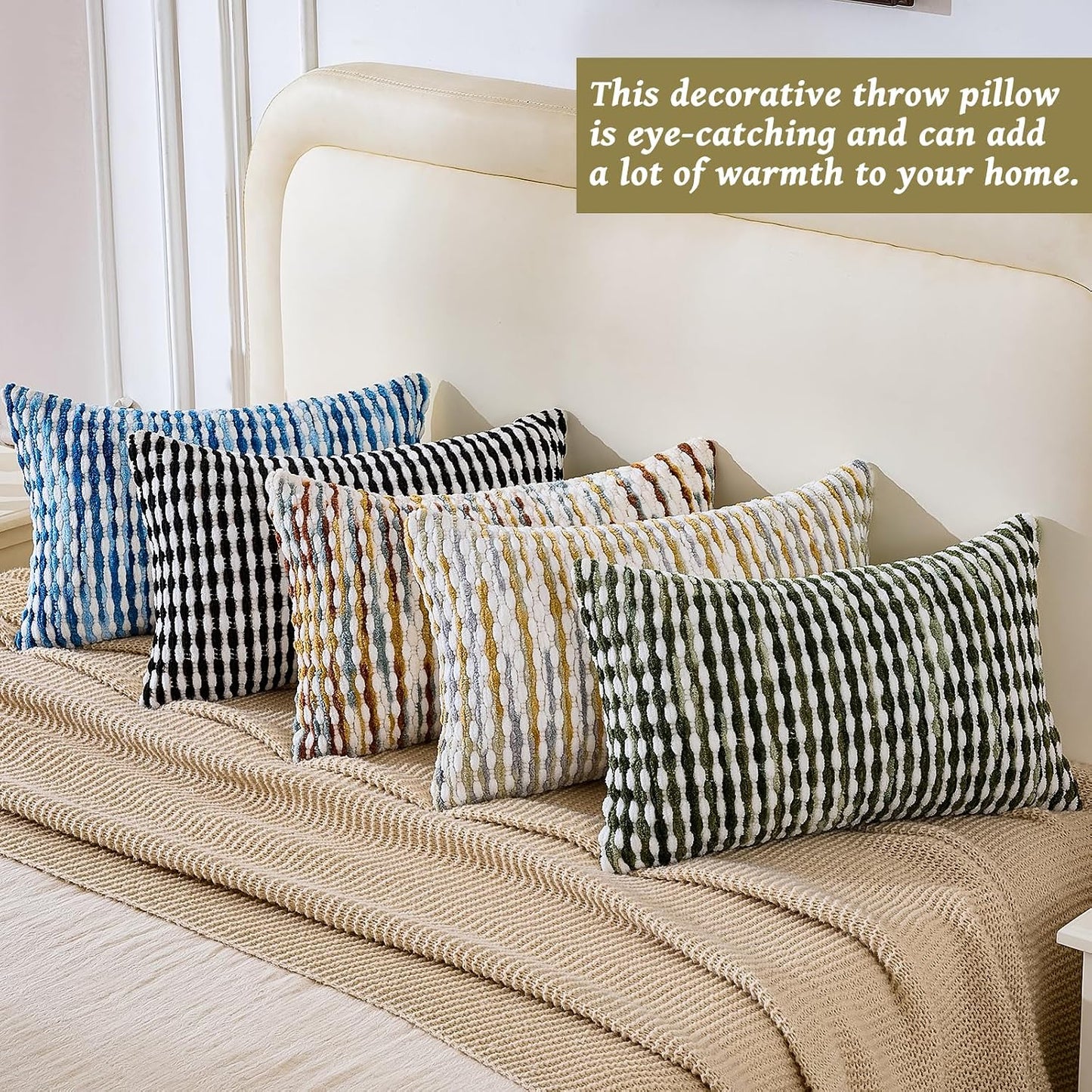 Boho Chenille Pillow Cover Decorative Tufted Pillowcase for Couch Bed Sofa Bedroom Living Room Modern 12 X 20-Inch Sky Blue