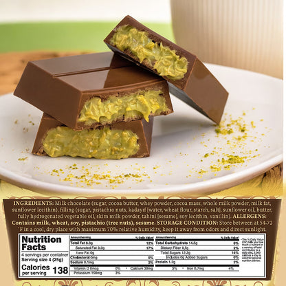 Dubai Chocolate Bar Pistachio with White Chocolate Kunafa 3.5 Oz