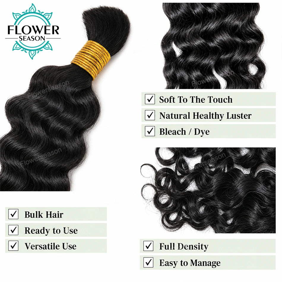 Bulk Human Hair for Braiding Wholesale Burmese Boho Braids Human Hair Extensions No Weft Double Drawn Curly Hair Bulk 3Bundles