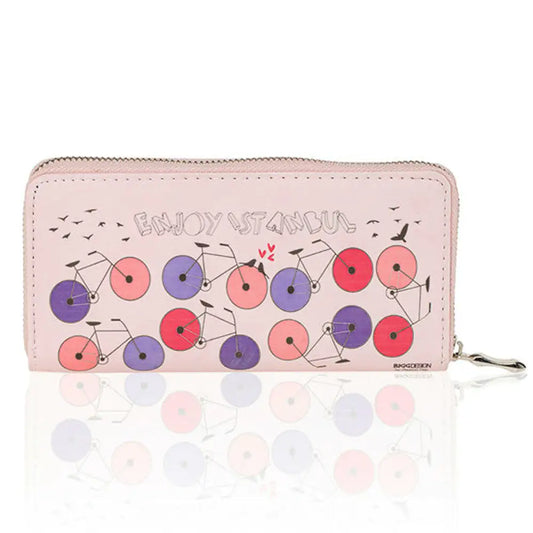 BiggDesign Bicycle Patterned Pink Wallet - Zayd’s Department Store
