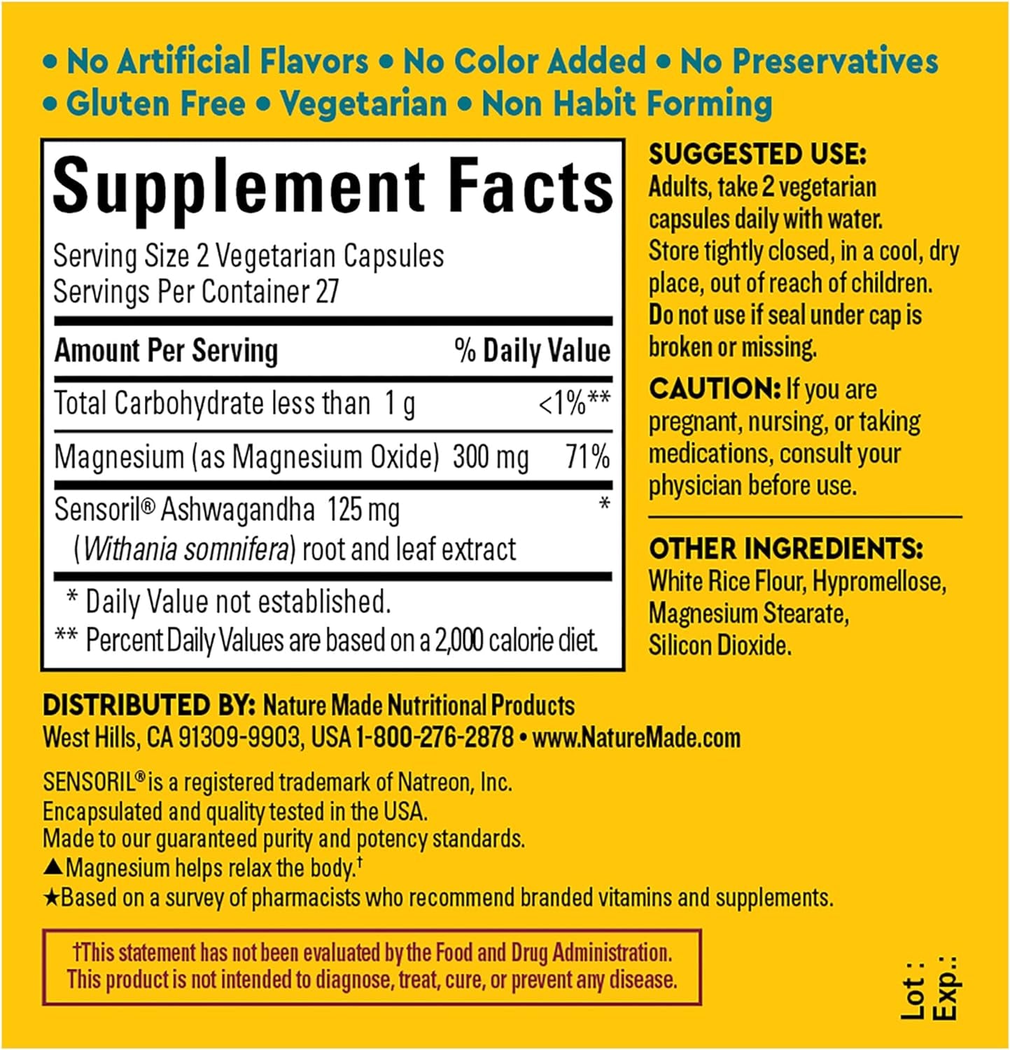 Wellblends Calm & Relax, Ashwagandha 125Mg, Magnesium 300Mg, 54 Caps