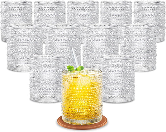 12 Oz Hobnail Drinking Set, Clear | Set of 12