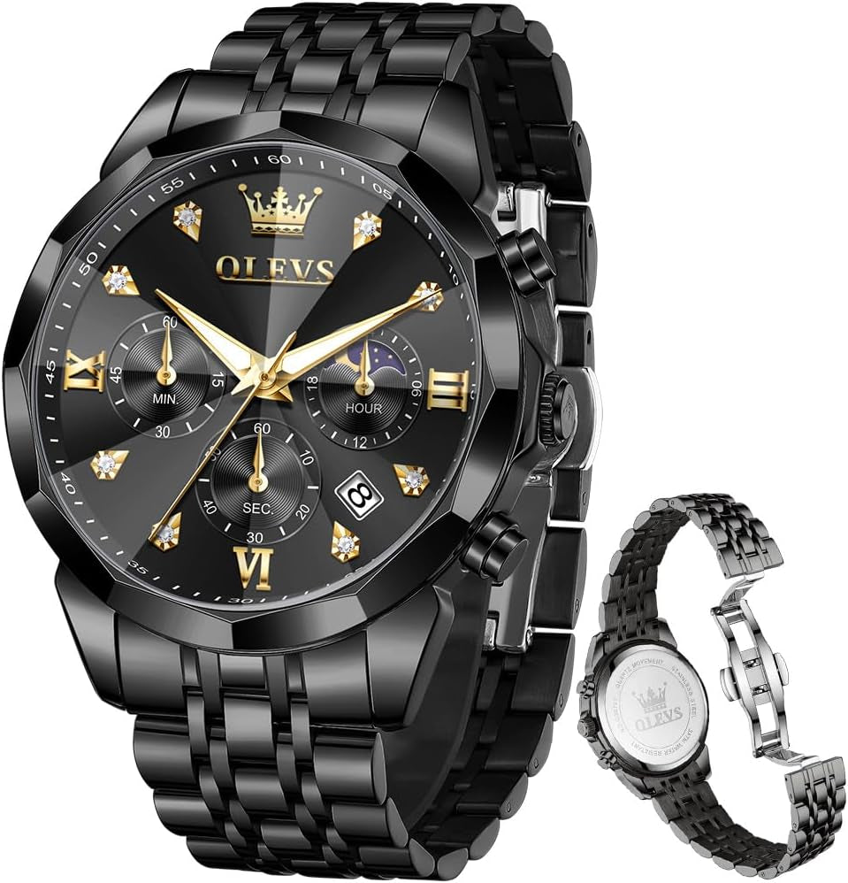 Watches for Men Luxury Diamond Casual Large Dial Watches Stainless Steel Waterproof Business Dress Analog Luminous Date Mens Watches