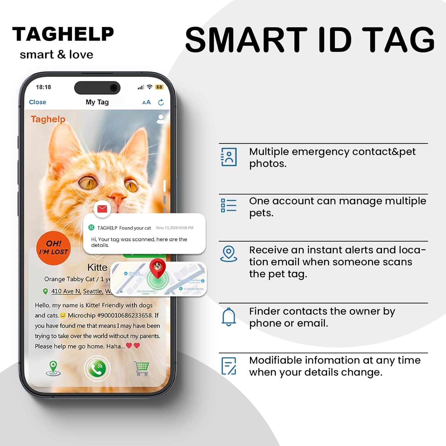 2 Pack Airtag Cat Collar, Breakaway Cat Airtag with Smart ID Tag & QR Code Reflective (Star Moon & Paw Pattern - Pink, with Integrated Airtag Holder)