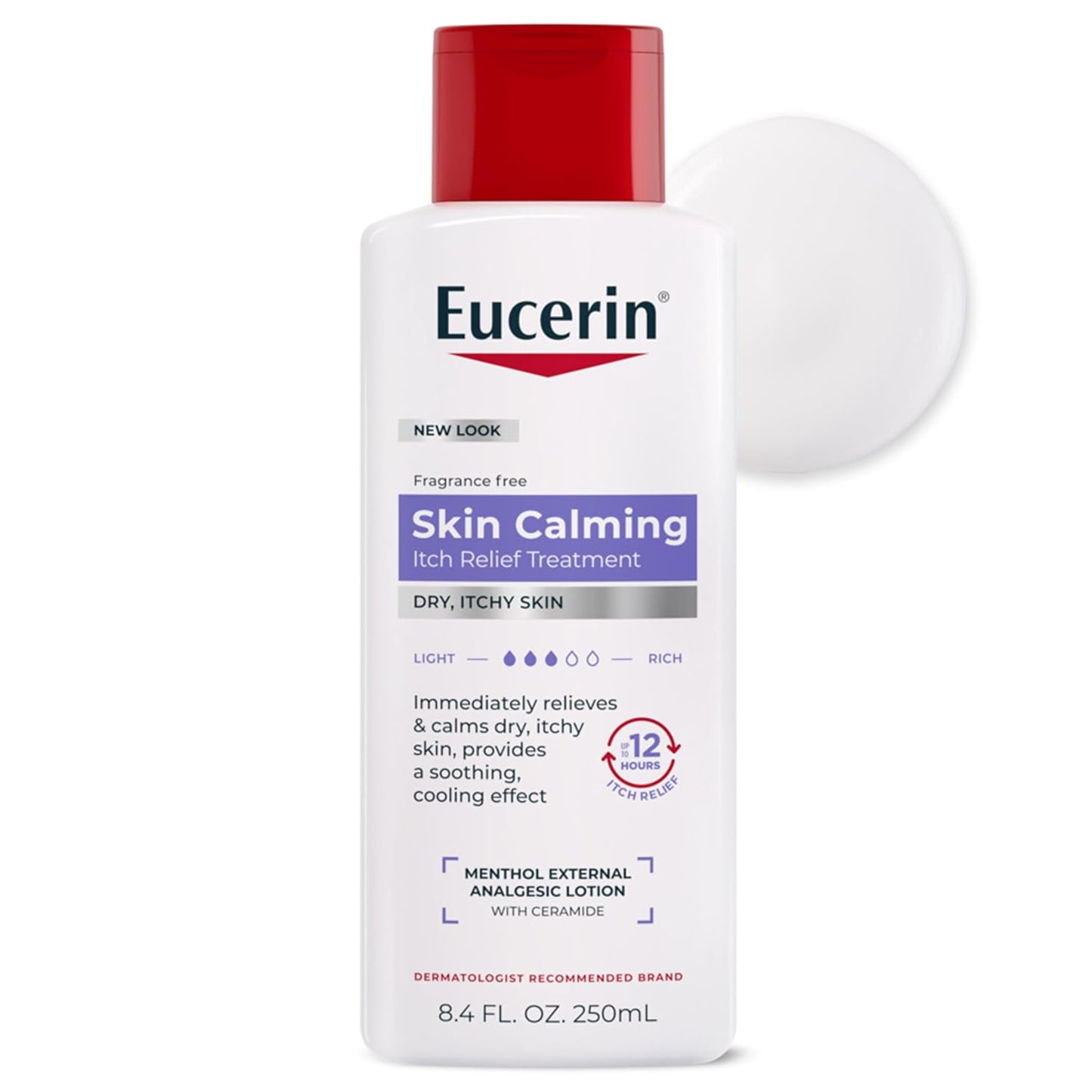 Skin Calming Itch Relief Body Lotion, 8.4 FL OZ | Body Lotion Enriched with Menthol and Ceramide, Itch-Relieving Calming Lotion, Soothing and Cooling Effect, Fragrance Free