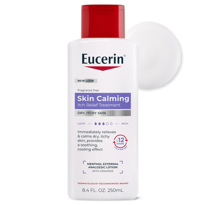 Skin Calming Itch Relief Body Lotion, 8.4 FL OZ | Body Lotion Enriched with Menthol and Ceramide, Itch-Relieving Calming Lotion, Soothing and Cooling Effect, Fragrance Free