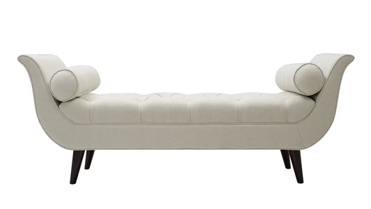Alma Tufted Flare Arm Entryway Bench, Sky Neutral