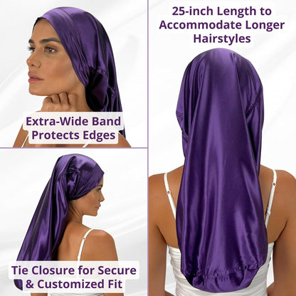 100% Mulberry Silk Hair Sleep Bonnet - Reversible Sleep Bonnet for Women, Wide Band Adjustable Tie, Night Cap for Curly Hair