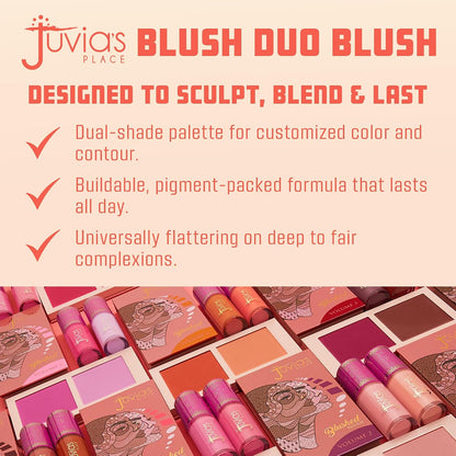 Duo Blush Vol 6, Shimmer Glow Makeup Powder - All Skin Color