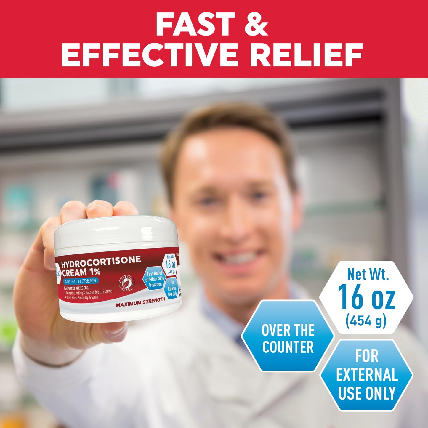 MED PRIDE 1% Hydrocortisone Cream 16Oz Bulk Cortisone anti Itch Cream for Eczema, Dermatitis, Rashes, Bug Bite Itch Relief & Skin Irritations