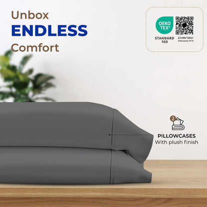100% Egyptian Cotton King Size Pillow Cases Set of 2 - Luxury 1000 Series Paradise Collection Pillow Cases King Size (Dark Grey), Soft Cooling Hotel Egyptian Cotton Pillowcases