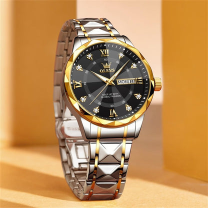 Watches for Men Luxury Diamond Casual Large Dial Watches Stainless Steel Waterproof Business Dress Analog Luminous Date Mens Watches
