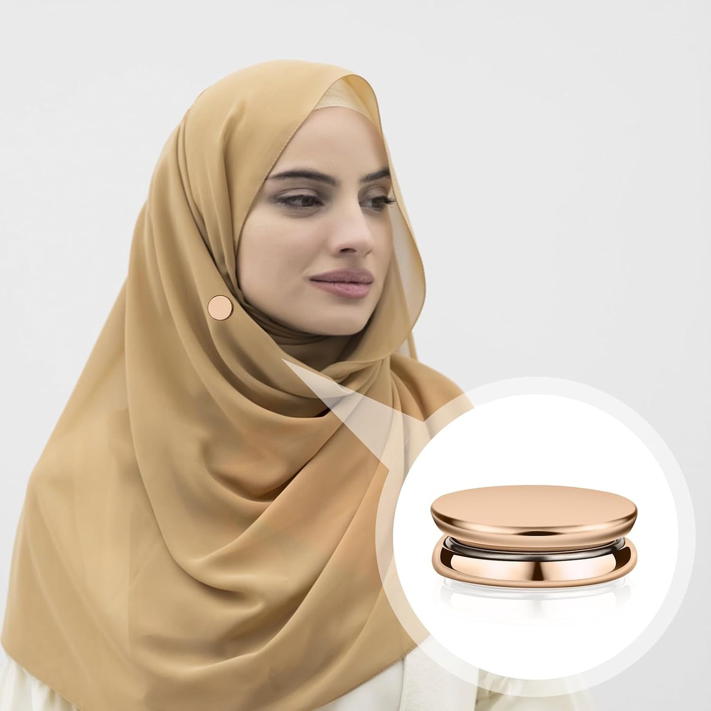 8Pcs Magnetic Hijab Pins, Multipurpose Strong Magnetic Scarf Clasp Hijab Buttons No Snag Hijab Magnets Pinless Brooch Hijab Pins for Women Clothing Scarves (Oblate Style)