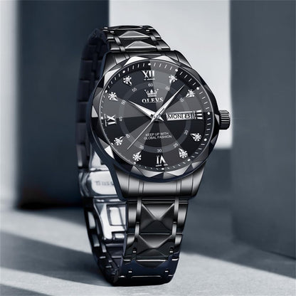 Watches for Men Luxury Diamond Casual Large Dial Watches Stainless Steel Waterproof Business Dress Analog Luminous Date Mens Watches