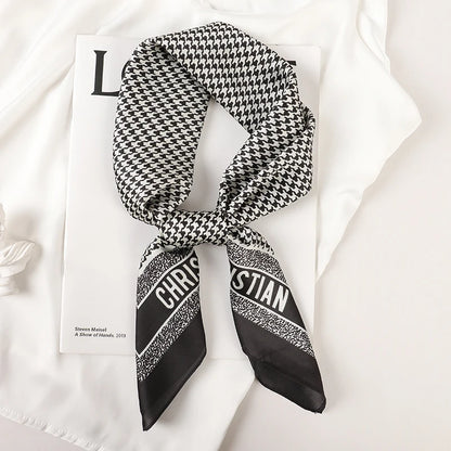 Luxury Brand 2022 Silk Square Scarf Women Cat Neck Hair Tie Band Beach Hijab Kerchief Head Headbands Bandana Female Foulard 70Cm