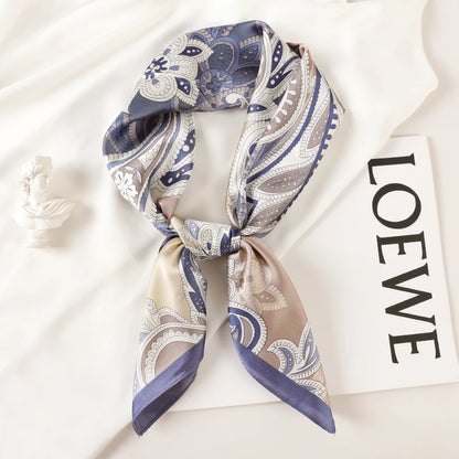 Luxury Brand 2022 Silk Square Scarf Women Cat Neck Hair Tie Band Beach Hijab Kerchief Head Headbands Bandana Female Foulard 70Cm