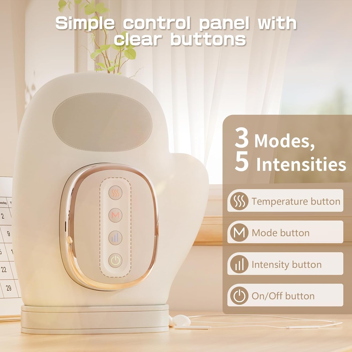 Hand Massager with Heat and Compression for Arthritis,White | Cordless Electric Hand and Wrist Massager，Finger Pain Relief - 5 Levels 3D Wave Pressure, 3 Heat Settings - Ideal Gift