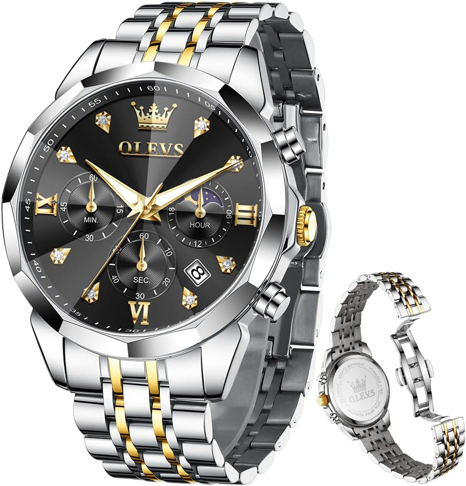 Watches for Men Luxury Diamond Casual Large Dial Watches Stainless Steel Waterproof Business Dress Analog Luminous Date Mens Watches
