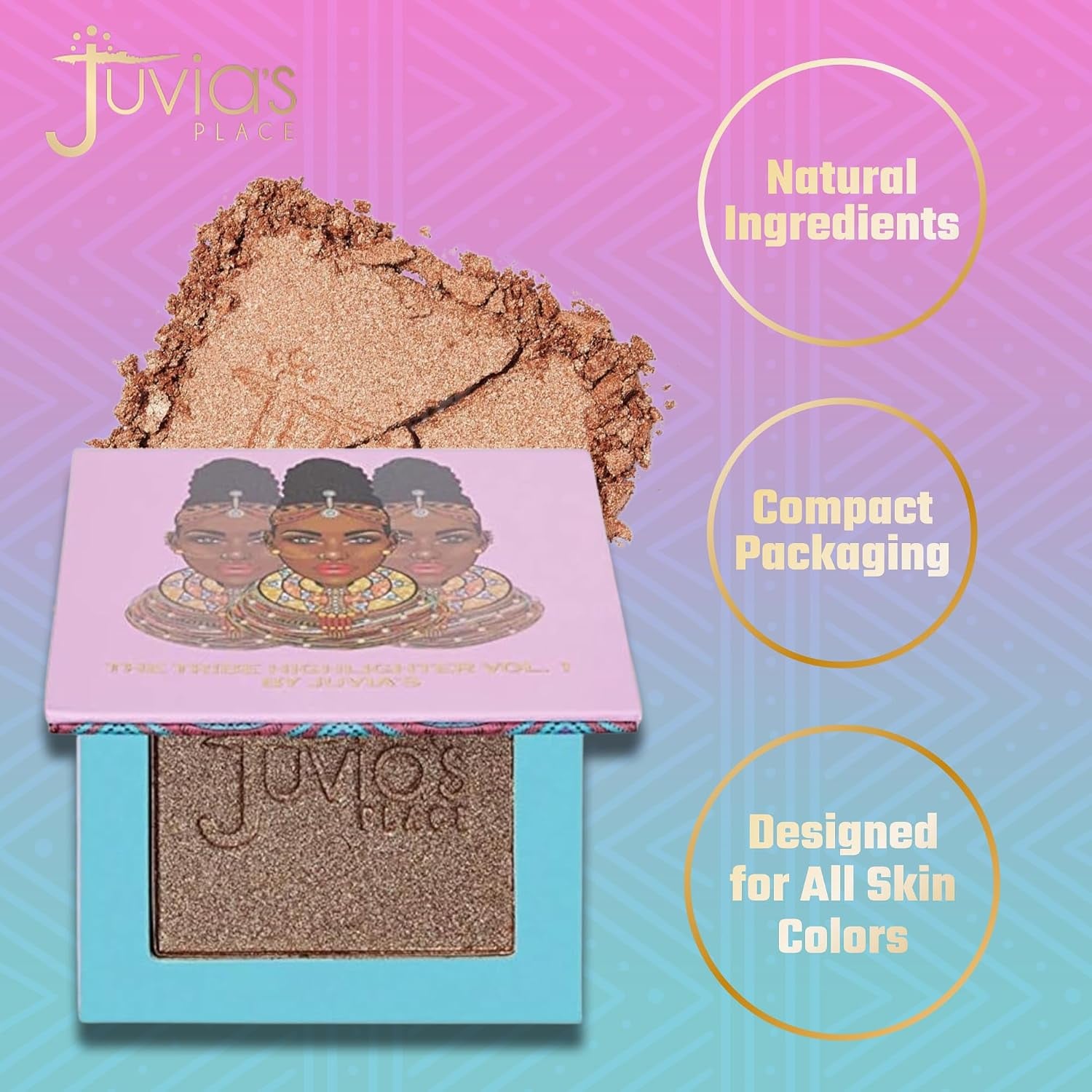 - Tribe Highlighter Vol. 1 - Glow Highlighter Face Makeup Powder - Shimmering Glow Finish Perfect for Cheekbones, Radiant Mineral Shimmer, Illuminating Powder