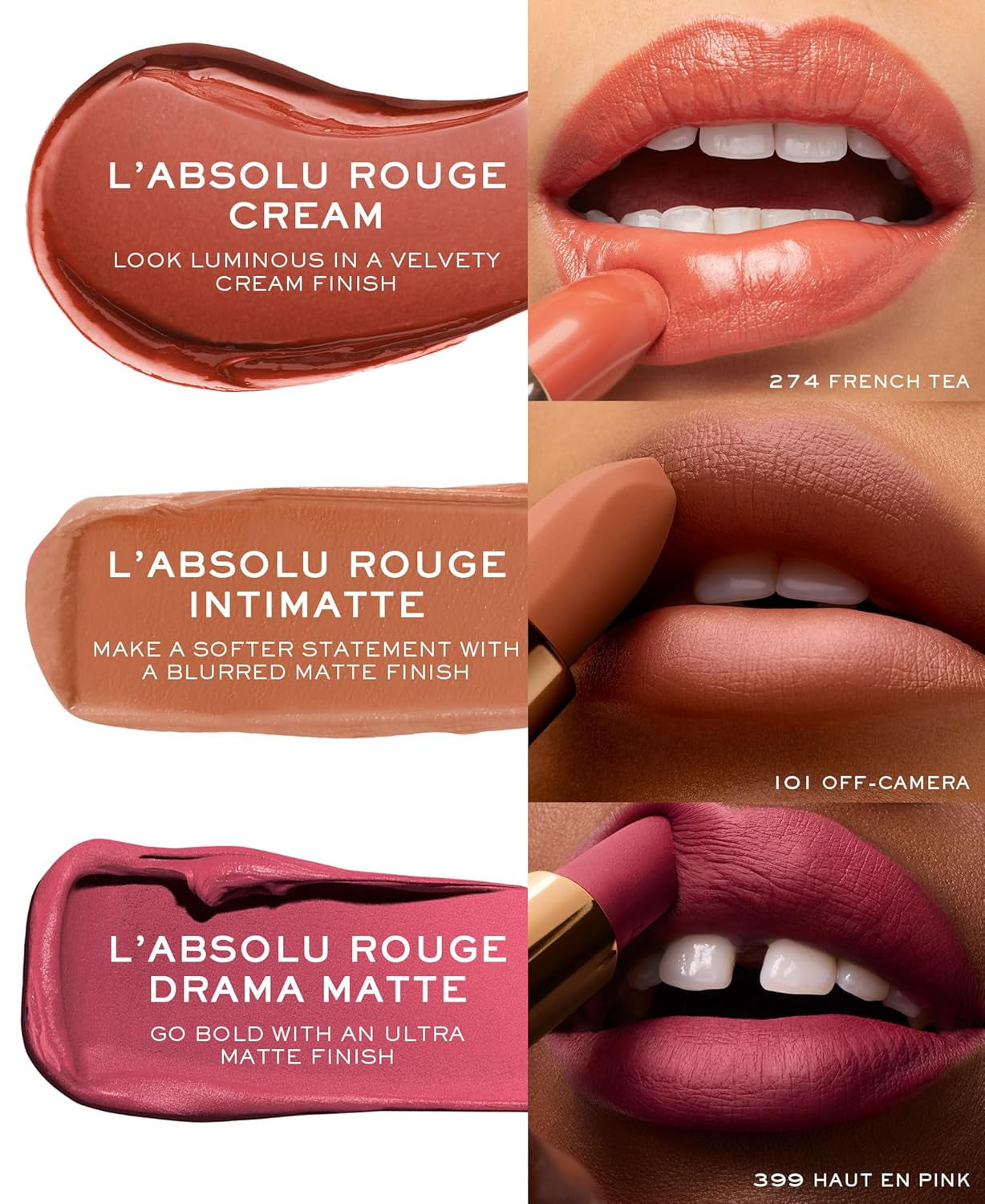 Lancôme L'Absolu Rouge Hydrating Cream Lipstick - Smudge-Resistant | Hydrating Cream Lipstick with Hyaluronic Acid - Luminous Finish - with Smudge-Resistant Formula - up to 18HR Comfort