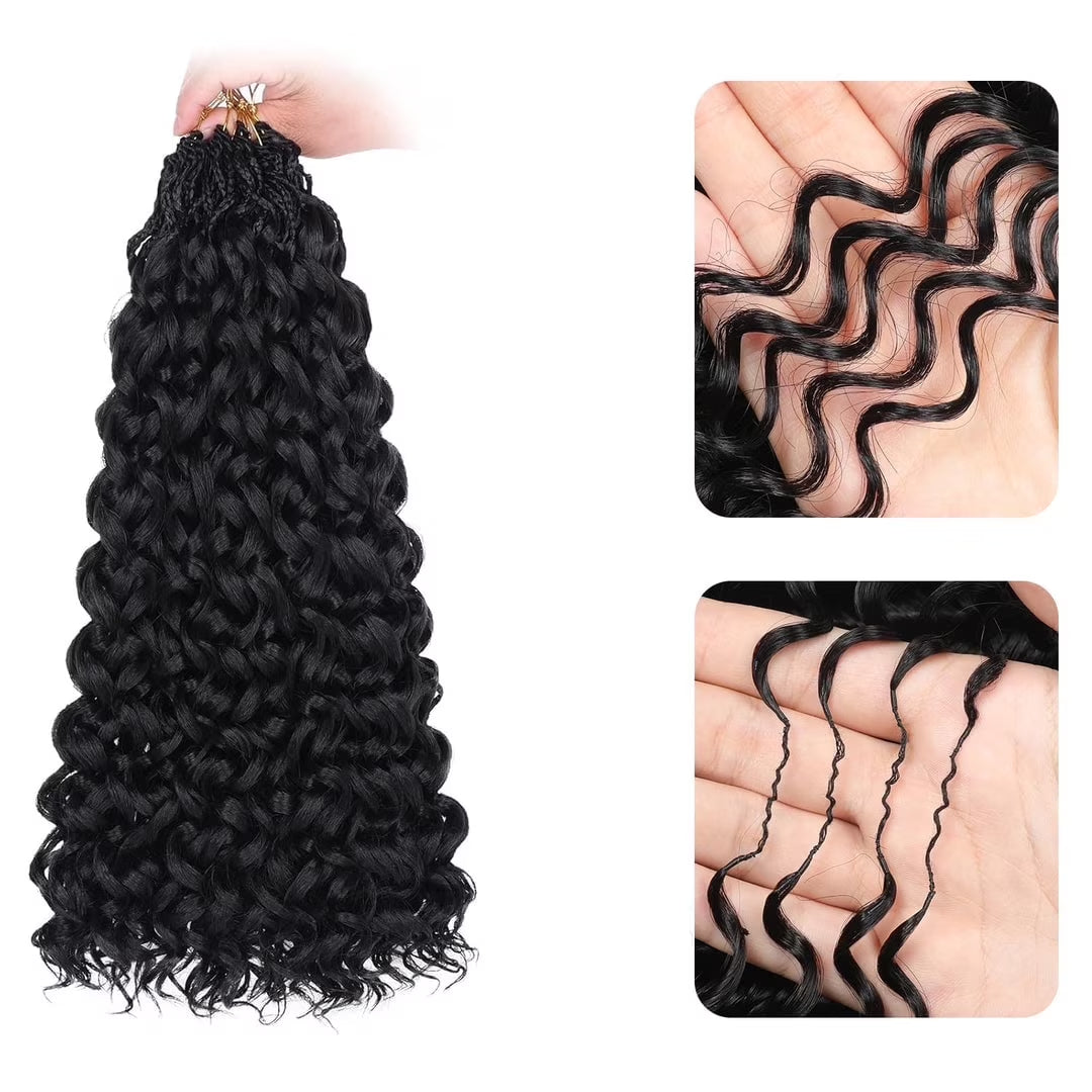 Ustar 100% Human Hair Crochet Extensions - Burmese Curly Boho Braiding Hair (50G/Pack)