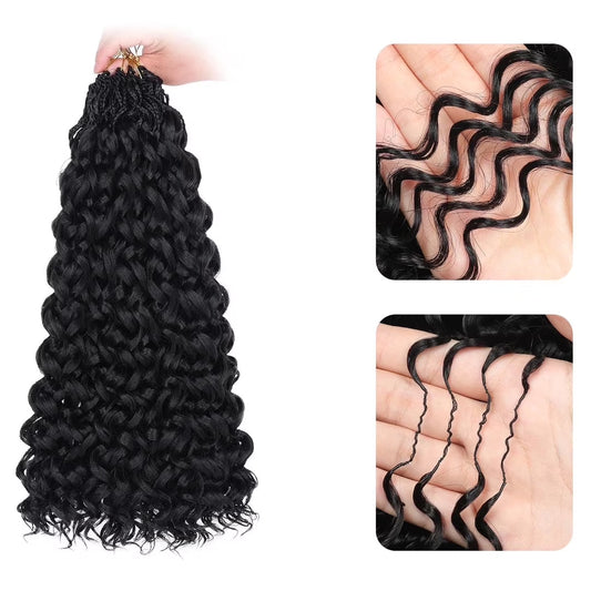 Ustar 100% Human Hair Crochet Extensions - Burmese Curly Boho Braiding Hair (50G/Pack)
