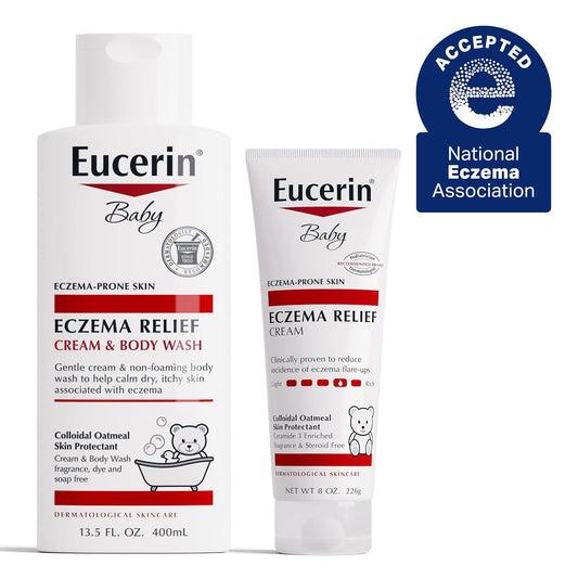 Baby Eczema Relief Skin Care Set, Variety Pack, 2 Items | Eczema Relief Cream and Body Wash (13.5 FL OZ), Eczema Relief Cream (8 OZ), Eczema Skin Care with Colloidal Oatmeal