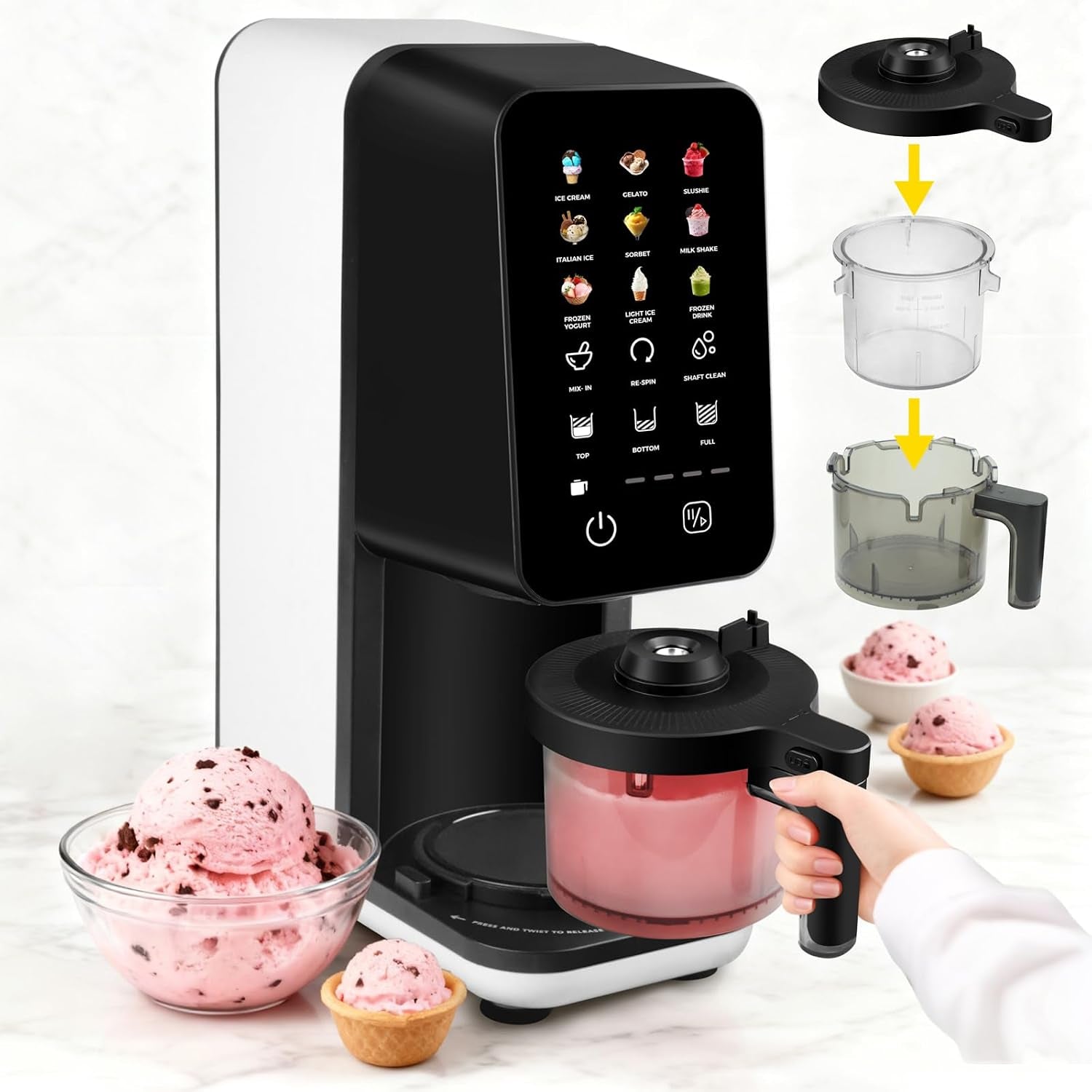 12 in 1 Ice Cream Machine, Electric Soft Serve Ice Cream Maker Machine for Home & Office, Gelato, Slushie, Italian Ice, Sorbet, Milk Shake, Frozenyogurt, Light Ice Cream, Soft Serve Ice Cream Machine