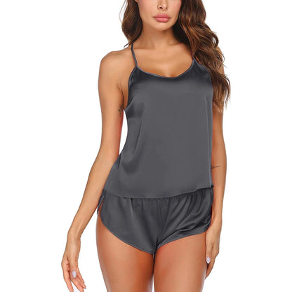 Women Silk Camisole Set Shorts Silk Cami Sleepwear
