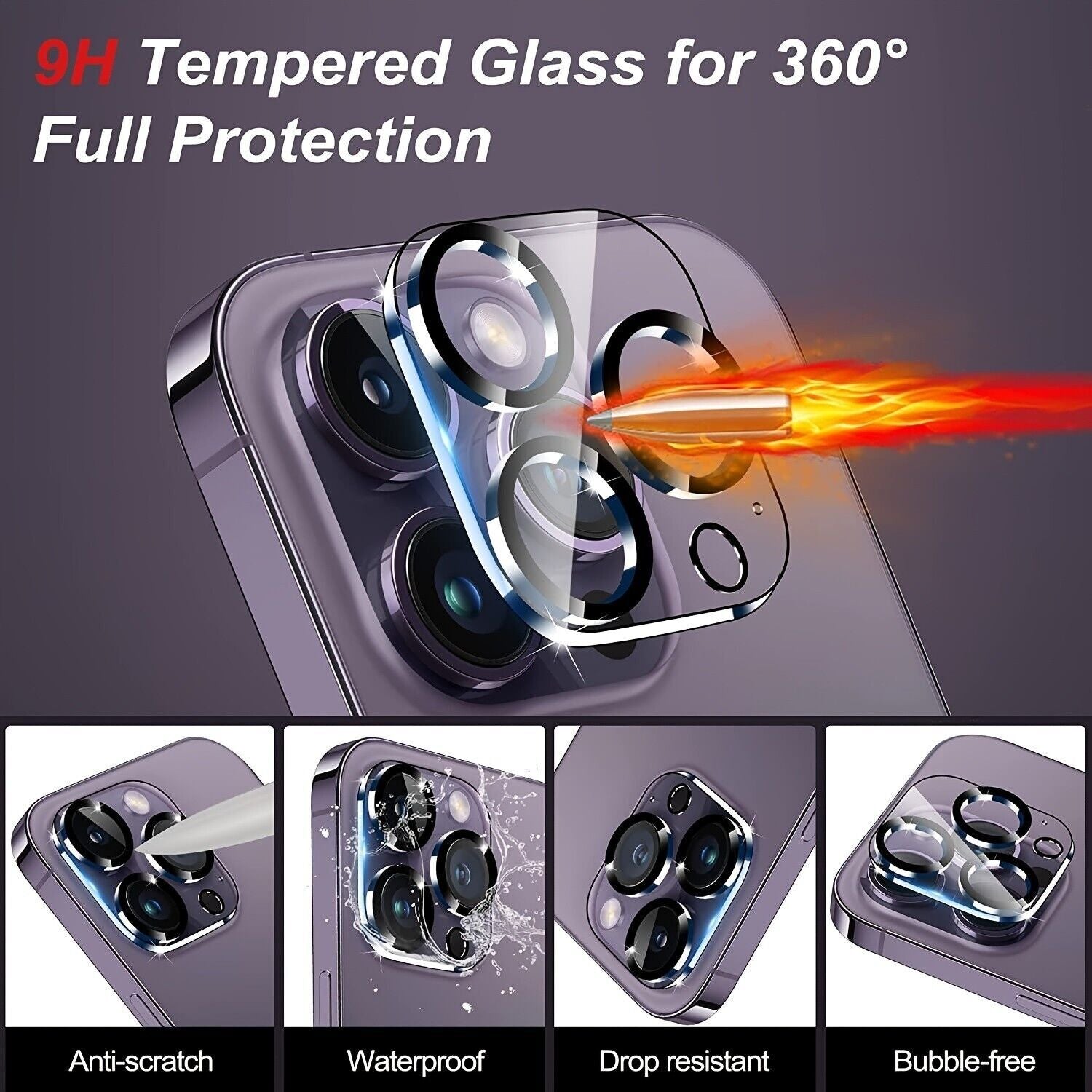 4X for Iphone 17 16 15 14 13 12 11 Pro Max Tempered Glass Camera Lens Protectors