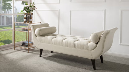 Alma Tufted Flare Arm Entryway Bench, Sky Neutral