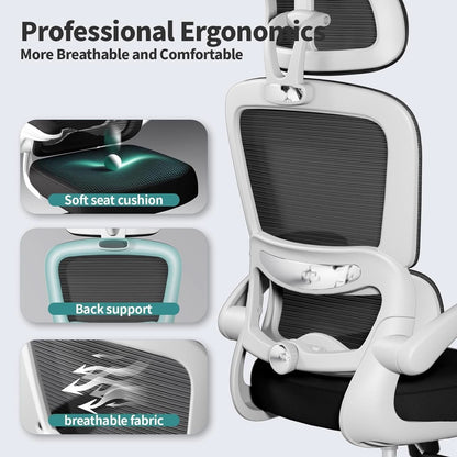 Ergonomic High Back Mesh Office Chair With Wheels Black-2