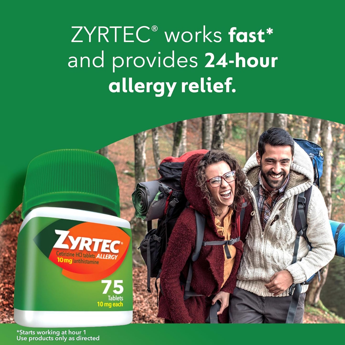 Zyrtec 24-Hour Allergy Relief Tablets, 10 Mg Cetirizine Hcl, 75 Ct