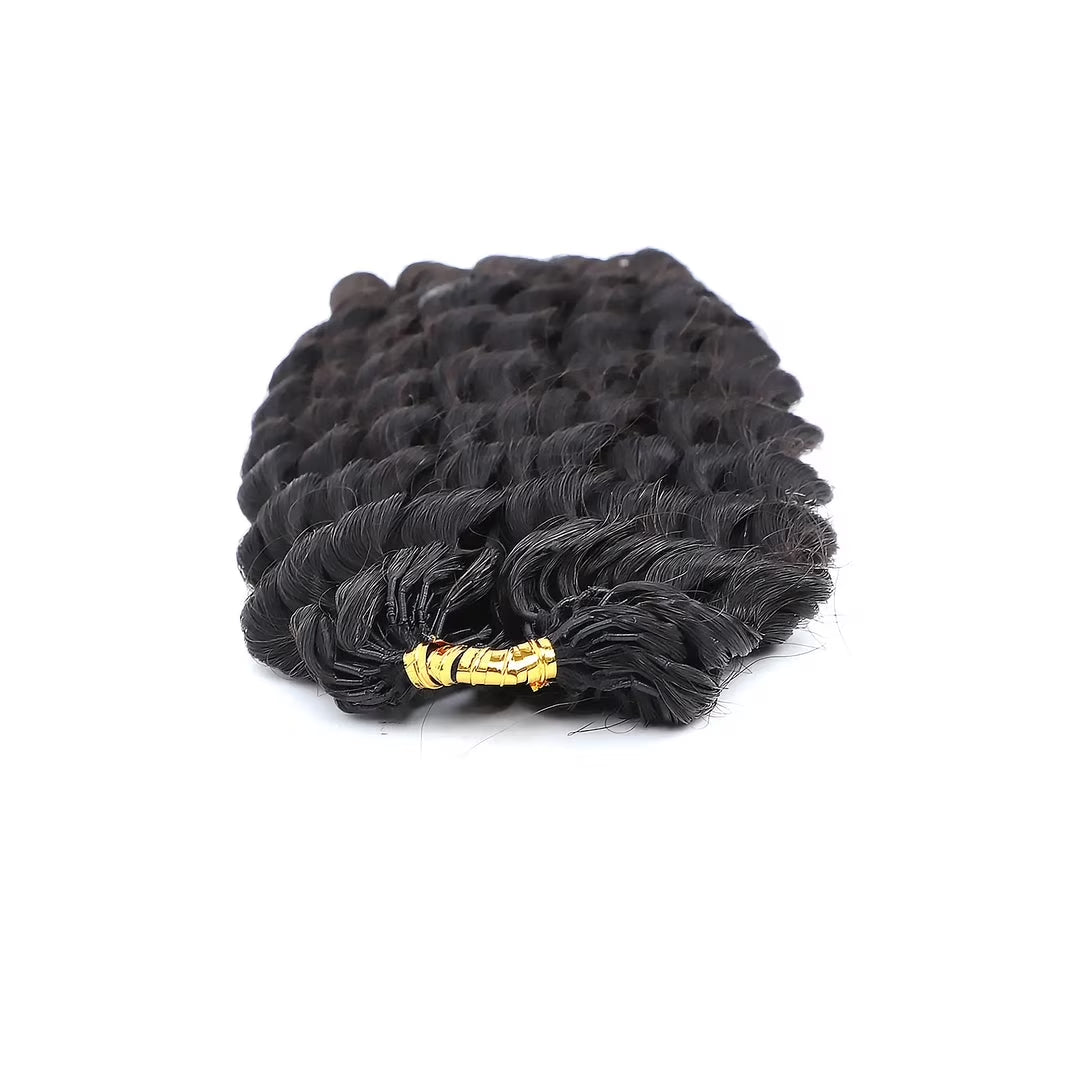 100% Human Hair Crochet Extensions - Burmese Curly with Spiral Ends Boho Braiding Hair (50G/Pack)