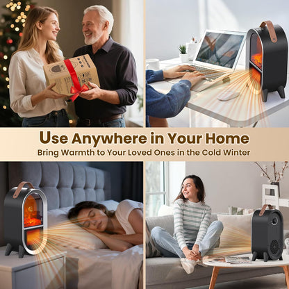 Portable Electric Fireplace Heater for Home Office, Black