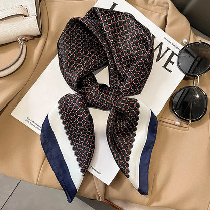 Luxury Brand 2022 Silk Square Scarf Women Cat Neck Hair Tie Band Beach Hijab Kerchief Head Headbands Bandana Female Foulard 70Cm