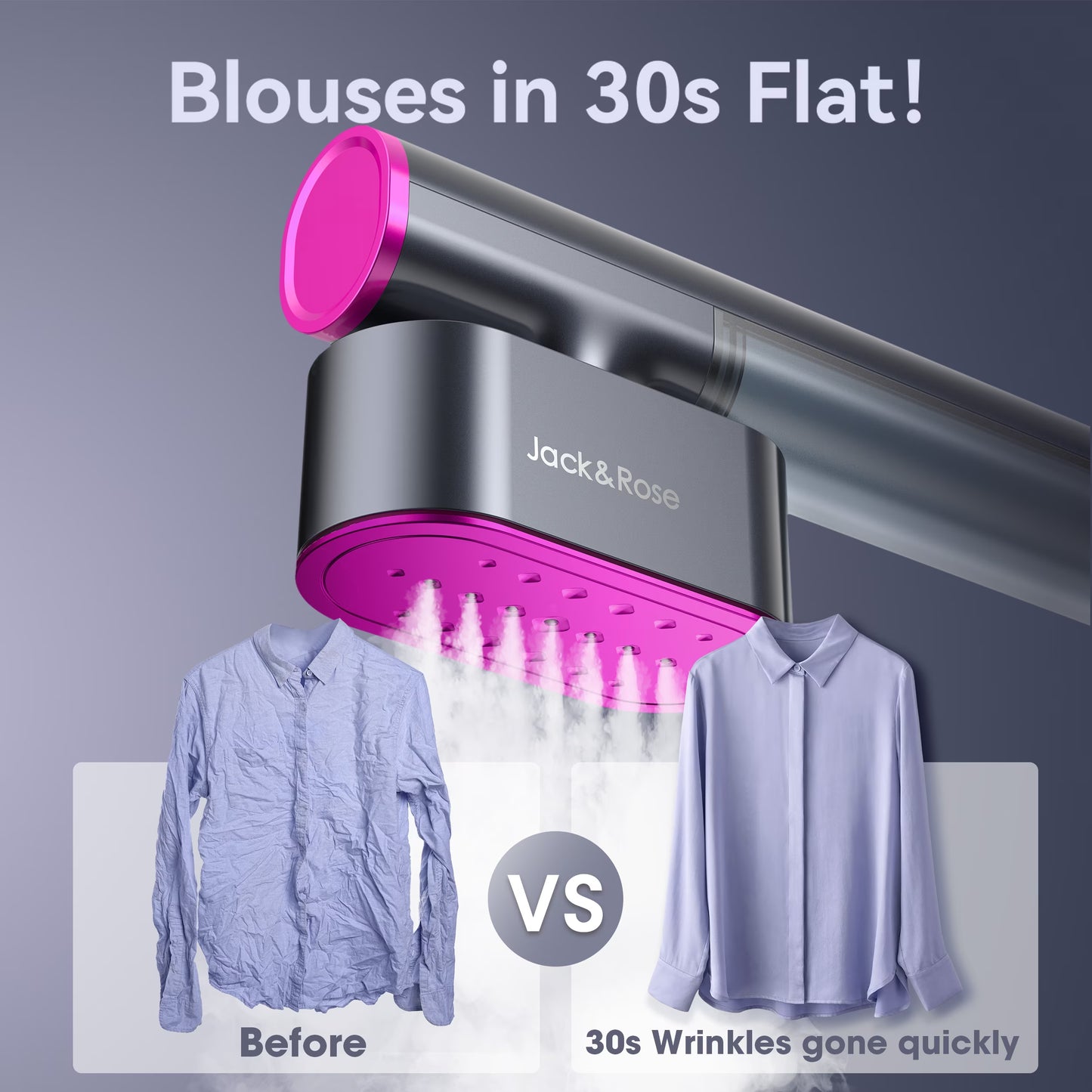 Travel Steamer for Clothes, 100-240V Portable Steamer,15S Heat Up, Steamer ＆ Iron 2 in 1, Travel Size Garment Steamer, Large Ceramic Heat Panel, for Global & European Traveling, Purple