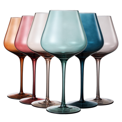 Colored Crystal Wine Glass Set Of 6