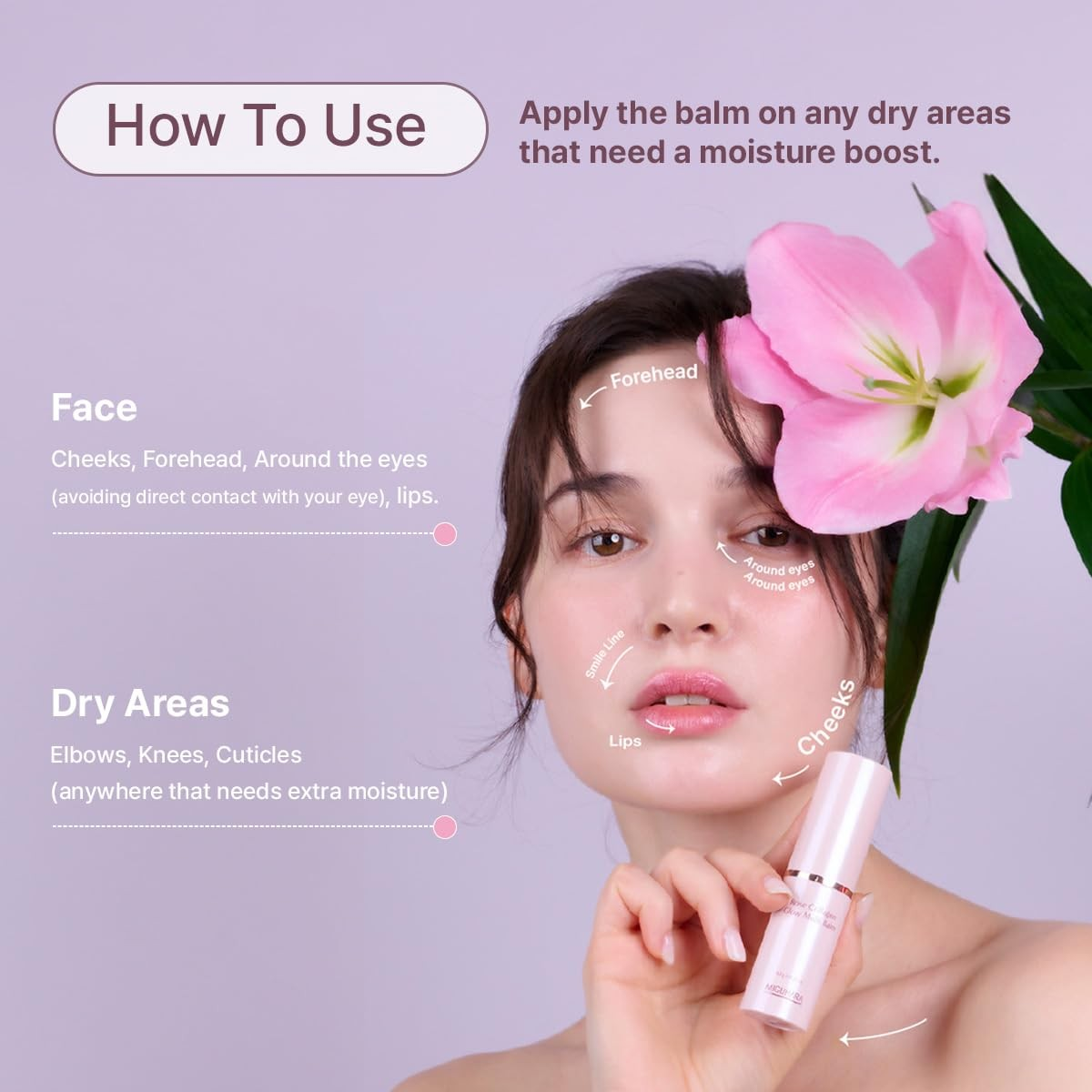 Baume Multi Éclat au Collagène Rose | Stick Baume Multi Hydratant Tout-en-Un de Korean Skincare (10 g/0,35 oz)